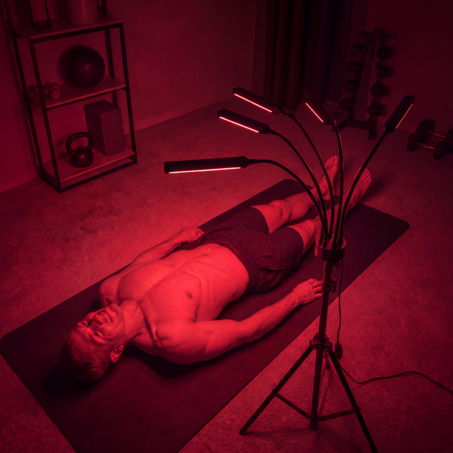 Man's settled evening routine under the Red Light Lantern