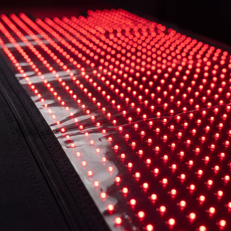 Close-up of the red light nodes