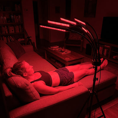 Customer lying on a couch under the Red Light Lantern